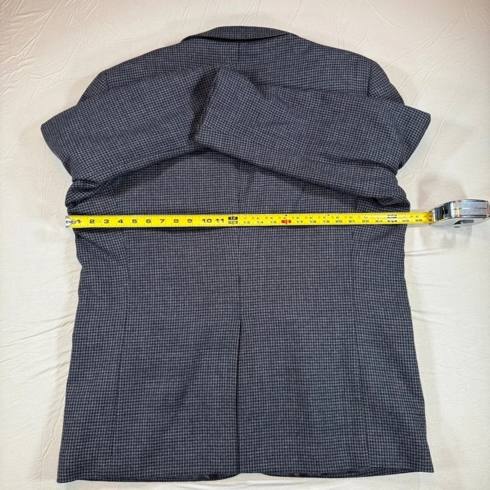 Meeting Street Mens Grey Houndstooth Lambswool Cashmere‎ Blazer Jacket 2 Button